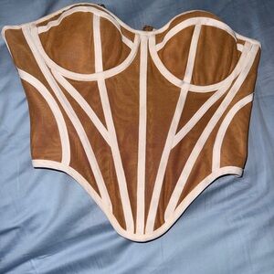 Chic Brown and Cream Corset Top